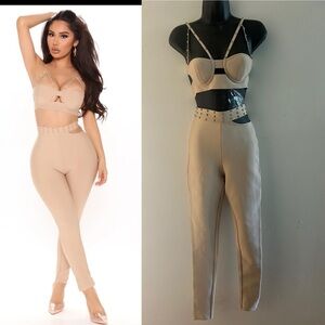 Nude Bandage Pants Set
